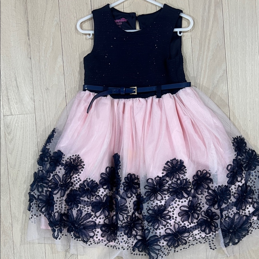 Charming Navy and Pink Kids Dress
